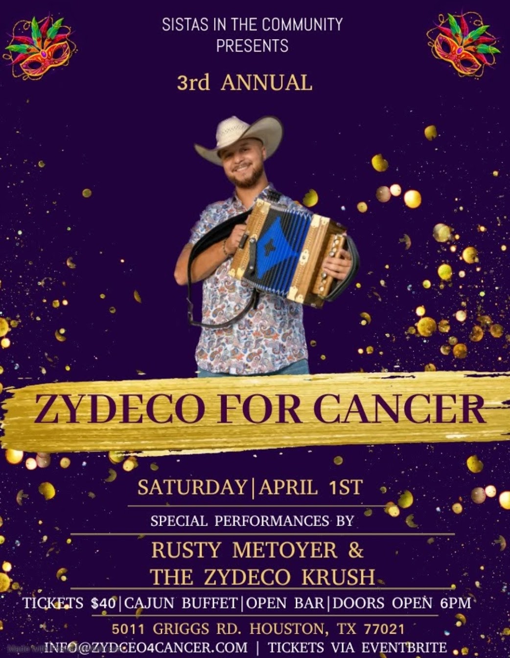 Sistas In The Community Presents - 3rd Annual Zydeco For Cancer